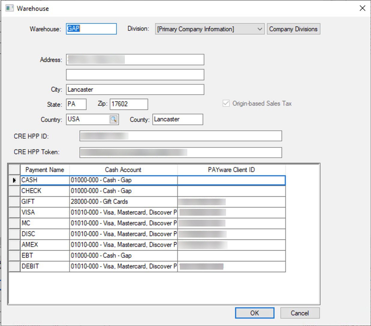 Warehouse File Setup Create Warehouses