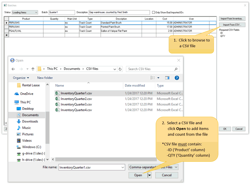 Adjusting Inventory Counts as a Batch