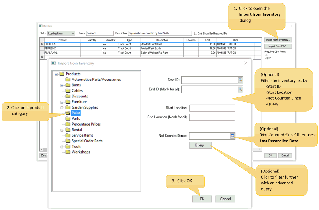 Adjusting Inventory Counts as a Batch