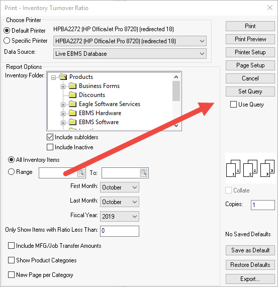 Set Query Set Query Options