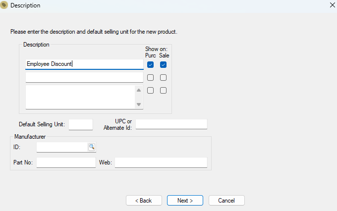 No Count Discount and Percentage Pricing Codes